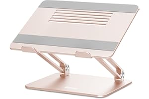 Laptop Stand, Boyata Adjustable Laptop Riser with Slide-Proof Silicone and Protective Hooks, Notebook Stand for Laptop up to 