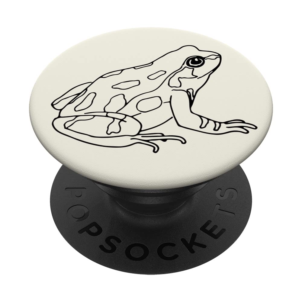 Cottagecore Line Art Frog Minimalist Beige Pastel Frog PopSockets Swappable PopGrip