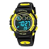 AZLAND Boys Watches,Sports Watch,Digital Watch Features Night-light,Swim,Frozen,Waterproof,Yellow
