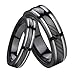 King Will Men 8mm Black Tungsten Ring Wedding Band with Ceramic Inlay Cut Design Highly Polished9.5
