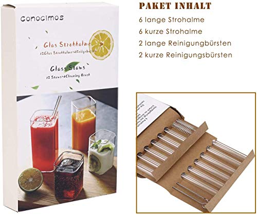 Glas Strohhalme Wiederverwendbare Kurz & Lang,Glasstrohalme Strohhalme Glas Transparent Glas Strohhalm Set Breite… – Bild 5