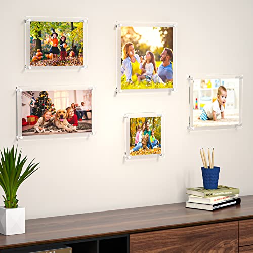 NIUBEE 11x14 Clear Acrylic Wall Mount Floating Frameless Picture Frame