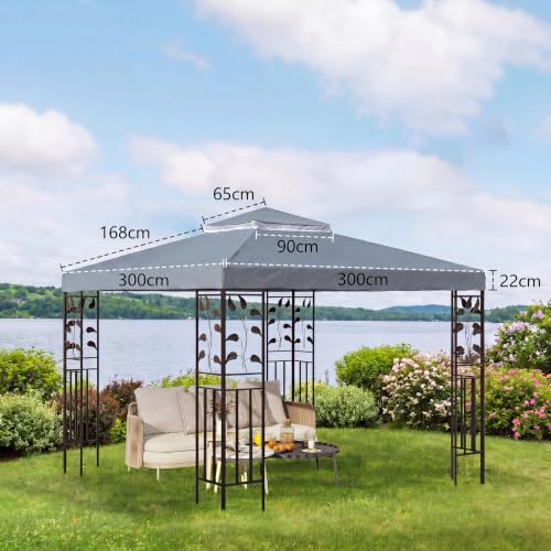 3x3 Gazebo Replacement Tarpaulin Waterproof 300D Polyester | 3 x 3 m Heavy Duty Replacement Tarpaulin for Garden Gazebo 300D Polyester UV Resistant Waterproof
