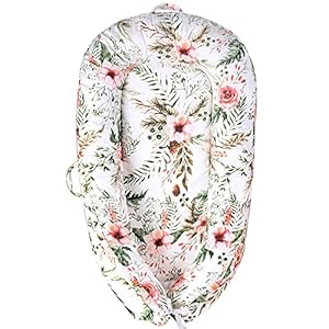 Yoocaa Baby Lounger – Soft 100% Cotton & Fiberfill Breathable Newborn Lounger, Infant Portable Baby Bed for Traveling…