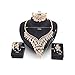 Everrich Crystals Bridal Flower Circle Tear Drop Rose Gold Plated Earring Necklace Wedding Engagement Jewelry Sets,4 Pairs