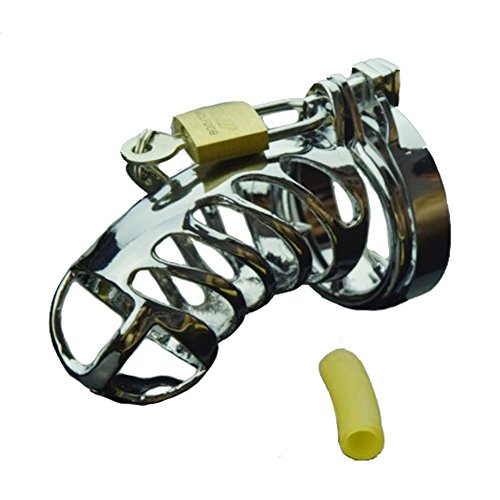 Stainless Steel Cock Cage BDSM Toys Birdcage with Thorn ring Prevent Falling, 50mm (Silver 1)