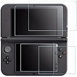 Screen Protector Compatible New 3DS XL, AFUNTA 4 Pcs Tempered Glass for Top Screen and HD Clear Crystal PET Film Compatible Bottom Screen, 3DSXL Film Accessory