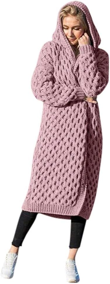 MAOIMOR Women's Long Knit Sweater Hoodie Winter Warm Home Outdoor Cardigan Coat