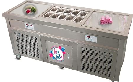 Máquina de helado avalancha con 2 placas en nevera para la ...