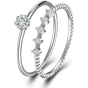 2 Pcs/Set Elegant Zirconia Engagement Rings Set for Women Classic Wedding Proposal Rings Jewelry