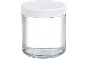 Wheaton W216906 Clear Glass 16oz Straight Sided Jar, with 89-400 White Polypropylene Poly-Vinyl Lined Screw Cap (Case of 12)