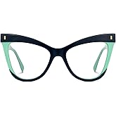 Zeelool Women's Chic Acetate Oversized Cat Eye Glasses Two-tone Frame with Clear Lens Silke ZJGA536976