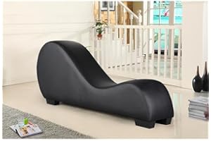 Kingway Furniture Kolar Faux Leather Yoga Chaise Lounge Chair, Relaxation, Streching, in Black