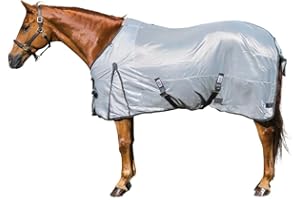 Dura-Tech Soft Interlock Mesh II Horse Fly Sheets | Advanced UV & Insect Protection | Reflective & SilverTek Enhanced | Horse Euro Surcingle | Color Silver | Size 84