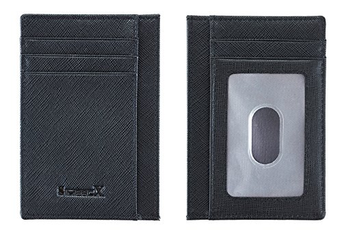 SimpacX Slim Wallet RFID Front Pocket Wallet Minimalist Secure Thin Credit Card Holder (crosshatch black)