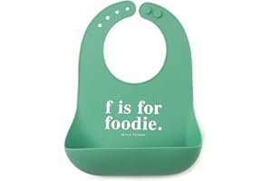 Bella Tunno Baby Bib for Eating, Waterproof Silicone Bib with Large Food Catcher, Adjustable Fit for Babies 4-12 months & Toddlers 1-3 Years, Boys & Girls, F Is For Foodie