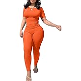 Nimsruc Two Piece Outfits For Women Summer Casual Short Sleeve Jogging Suits