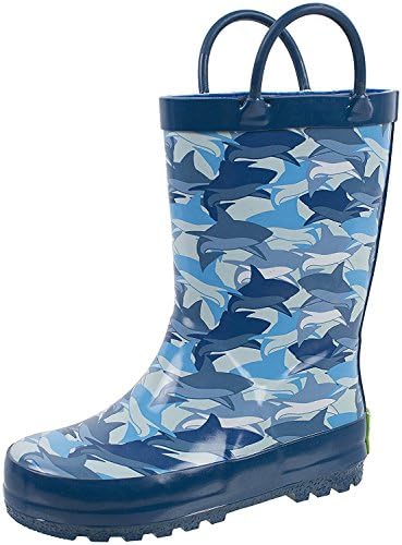 Rain Boots for Kids,Printed All Weather Boots,100% Rubber Boots with Handles,Toddler Size 7 to Kids Size 3