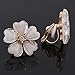Grace Jun Silver Plated or Gold Plated Opal Flower Shape Clip on Earrings Non Piercing for Women (Gold)