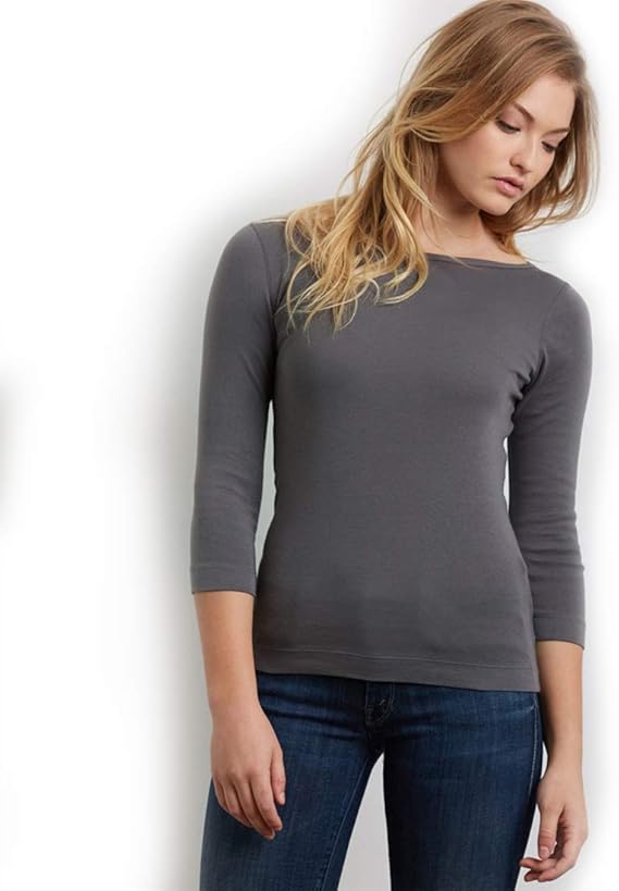 Amazon スリードッツ ボートネック 七分袖 Tシャツ 02 New York Gray Lサイズ 4w033 Tシャツ カットソー 通販