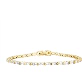 PAVOI 14K Gold Plated CZ Tennis Bracelet For Women | Classic Emerald Cut Simulated Diamond Bracelet