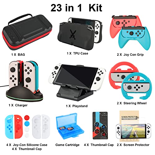 Accessories Bundle for Nintendo Switch OLED Model(2021) Super Kit with