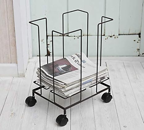 Amazon 新聞 ストッカー キャスター 丈夫なスチール製新聞ストッカー 雑誌ラック 雑誌ストッカー 新聞紙ラック マガジンラック マガジンストッカー かご バスケット 本 収納 マガジンラック オンライン通販