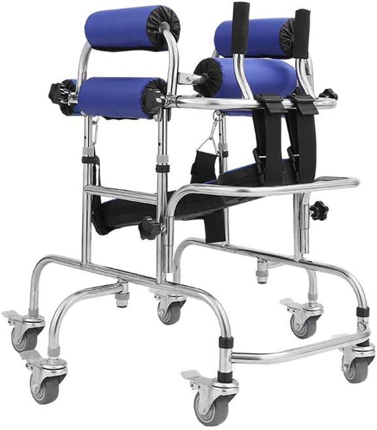 YX Children's Standing Frame with 6 Wheels and Seats, Children's Cerebral Palsy Hemiplegia Rehabilitation Training Equipment, Support for Disabled Walkers Under Double Armpits