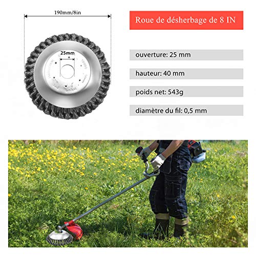 Viabrico Weeding Brush Head for Brush Cutter, with Locknut 8 Inch Steel Wire Weeding Tray