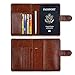 ACdream Passport Holder Cover, Leather Travel Wallet Case, RFID Blocking Document Organizer Protecrtor, with Slots for Credit Cards, Boarding Pass, for Women and Men - Brown