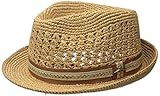 Tommy Bahama Men's Vent Crochet Raffia Fedora, Tea, Small/Medium