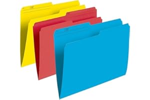 Staples File Folders, 8-1/2 x 14 Legal Size, 1/2 Cut Tabs, Assorted Colours, 100 Pack