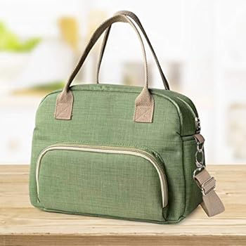 Insulated Cooler Leakproof Reusable Lunch Bag - Lunch Box Tote Bag with Adjustable Shoulder Strap for Women and man Multi-functional Large Capacity (Green)