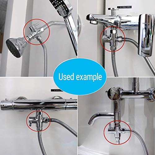 Zengest General Purpose Interface Shower Arm Diverter Valve for Hand Shower Head and Fixed Spray Head, Chrome Nut Type