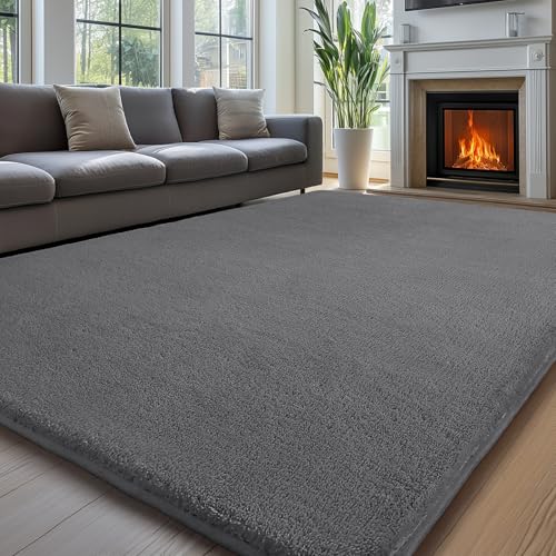Sour Lemon Carpet Rugs Living Room Large 200x300, Dark Grey Rug for Bedroom Washable Area Rug Anti Slip Fluffy Rug Shaggy Cream Carpets Extra Large Rugs for Living Room Kids Room