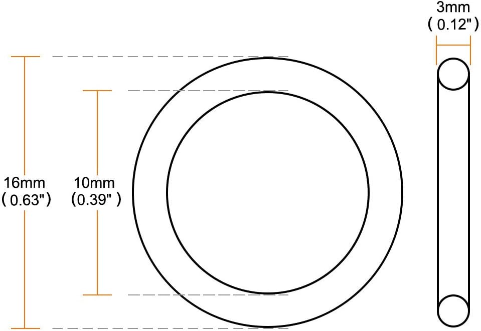 sourcingmap 16mm x 3mm Black Nitrile Rubber O Ring NBR Seals Gaskets 50 Pcs - Image 4
