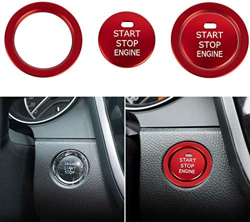 thumbnail image 2 of Red Engine Start Stop Button Cover Trim Ring – For Toyota Camry, RAV4, Tacoma, Avalon – Aluminum Alloy 2 of 4