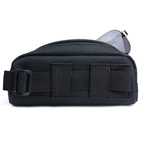 Tactical Molle Portable Sunglasses Case Eyeglasses Bag Outdoor Glasses Pouch (Black)