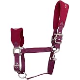 UNISTRENGH Fleece Padded Horse Halters with Nylon Lead Horse Bridle Halter and Wear Resistance Rose-Gold Color Hardware Accessories