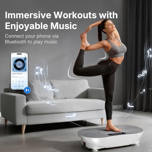 MERACH Vibration Plate for Weight Loss and Shaping, Vibration Plate Exercise Machine with Enhanced Vibration Frequency，99 Speed Levels, Built-in Bluetooth Speaker, LED Touchscreen
