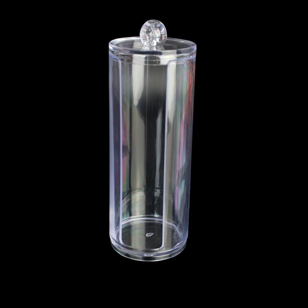 Nikgic Acrylic Cotton Pad Holder Clear Round Makeup Cotton Box Cosmetic Stick Nail Art Storage Container Holder Organizer