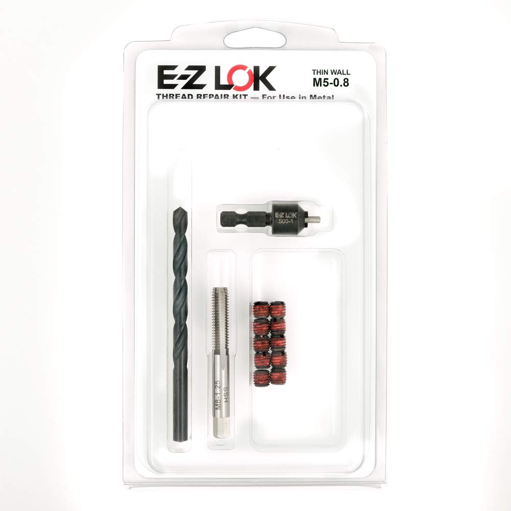 E-Z LOK EZ-310-M5 Thread Repair Kit for Metal Carbon Steel Threaded Inserts M5-0.8 and Installation Tools