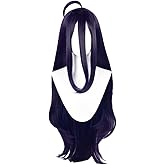 Mobbunny Women Anime Cosplay Wig Devil Black Purple Long Wig Natural Ombre Wigs with Bangs