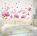 Amaonm Removable DIY Romantic Pink Hydrangea Flowers Flower Vines Butterfly Wall Decals Home Art Decor Stickers Murals Peel Stick for Tv Background Living Room Baby Kids Girls Bedroom