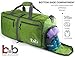 Medium Gym Duffle Bag with Pockets 60L - Foldable Lightweight Travel Bag for Women and Men (Dark Green)