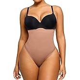 SHAPELLX Women Shapewear Thong Tummy Control Seamless Body Shaper Underwear Waist Slimming Shapewear Panties M L Brown