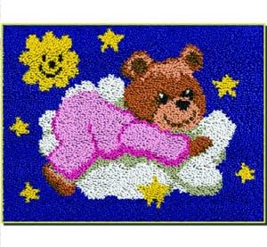 Latch Hook Kit"Teddy on Pink on a Cloud" 52x38cm