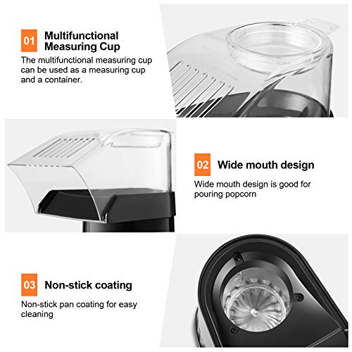 Hot Air Popper Popcorn Maker,1200W Electric Popcorn Maker,BPAFree, 3