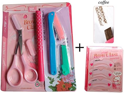 Monsme Eyebrow Shaper Trimmer Beauty Tool 4pcs Set, Painless Safe and Portable (#3(Coffee))