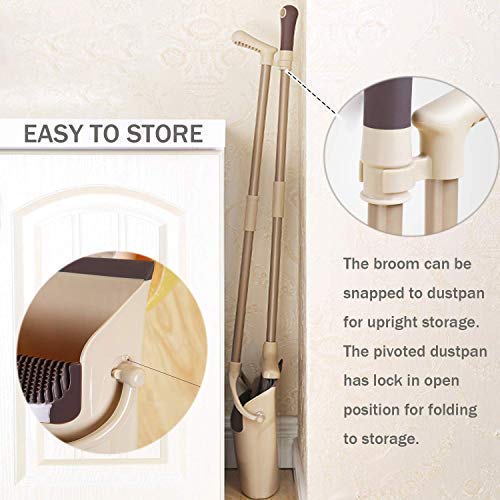 image for SerBion Broom and Dustpan Set, 48 inch Extendable Broom Standing Uprig
